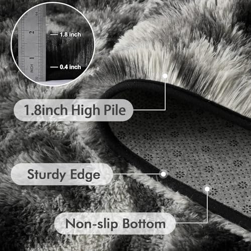 8x10 Ft Extra Large Shag Rugs for Living Room, Tie Dyed Ultra Soft Fluffy Furry Area Rugs for Bedroom Indoor Floor, Aesthetic Carpet for Kids Home Decor (Black Grey) - Image 5