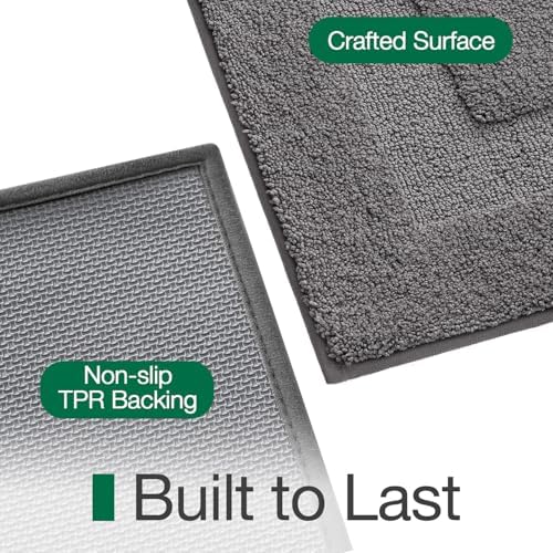 LUMI Ultra Soft Bathroom Rugs Absorbent, Non Slip Bath Mat 20x32, Dark Grey - Image 4