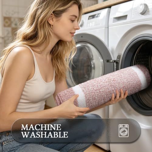 Pauwer Bathroom Rugs Sets 2 Piece, Non Slip Washable Bath Mat, Dusty Pink - Image 6