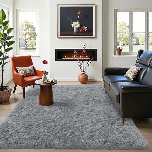 OLANLY Area Rugs for Living Room Bedroom, Machine Washable 4x5.9 ft Soft Fluffy Shaggy Bedside Rug, Indoor Floor Carpet for Kids Girls and Boys, Dorms, Nursery Rooms, Home Decor, Silver Grey - Image 7