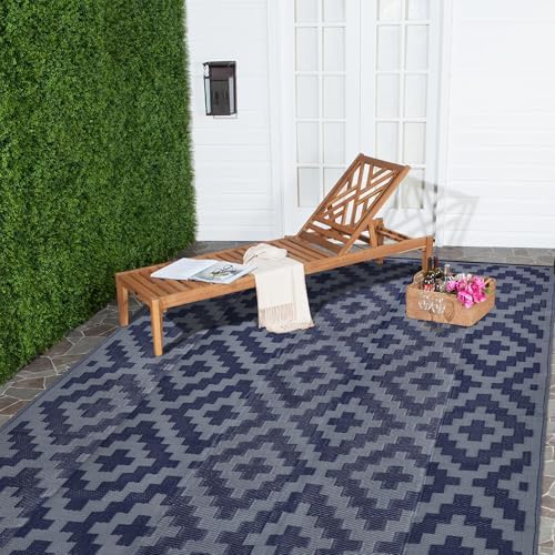 SAND MINE Reversible Mats, Plastic Straw Rug, Modern Area Rug, Large Floor Mat and Rug for Outdoors, RV, Patio, Backyard, Deck, Picnic, Beach, Trailer, Camping (6' x 9', Blue Grey Lattice) - Image 7