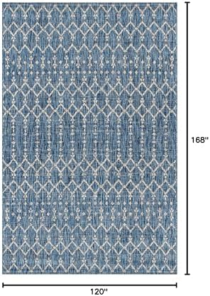JONATHAN Y Moroccan Geometric Indoor Outdoor Area Rug 10X14 Navy/Light Gray, Ourika Textured Weave for Backyard, Patio, Porch, Easy-Cleaning, High Traffic, Pet-Friendly, Non-Shedding (SMB108B-14) - Image 2
