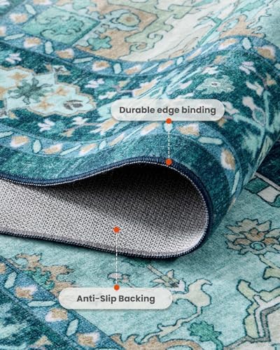 Amada Vintage Washable Area Rug,8'x10',Teal Blue - Image 5