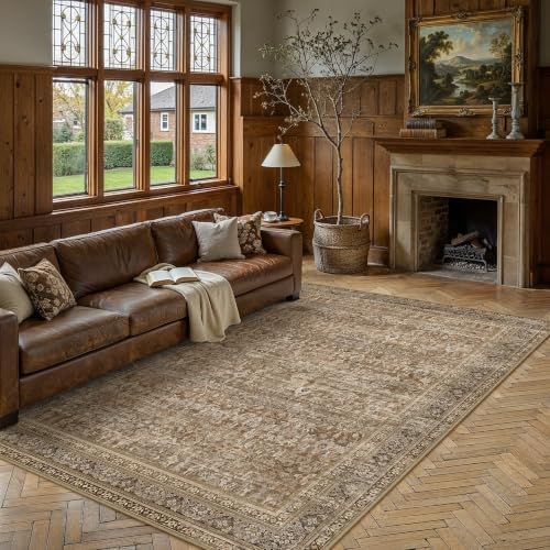 8x10 Brown Neutral Retro Area Rug - Image 3