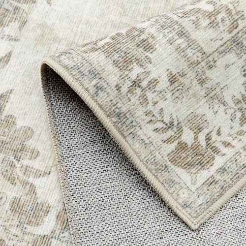 PureCozy 2x7 Washable Runner Rug Kitchen Cream Beige Vintage Long Carpet - Image 6