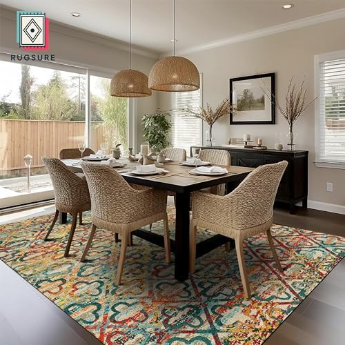 RUGSURE Washable Area Rugs, 8' x 10' - 1/6 Thick - Stain & Water Resistant Non-Slip - Perfect Resistant Rug for Living Room, Bedroom, Nursery, Pet & Child Friendly, Vibrant Colors Rugs, Multicolor - Image 4