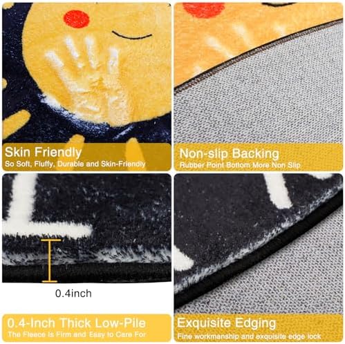 Outer Space Kids Rug,6'7" x 9'2" ABC Alphabet Educational Kids Rugs for Playroom,Non Slip Solar System Galaxy Planets Playroom Rug,Washable Area Rug Carpet for Classroom Kid Room Decor(for Age 2+) - Image 4
