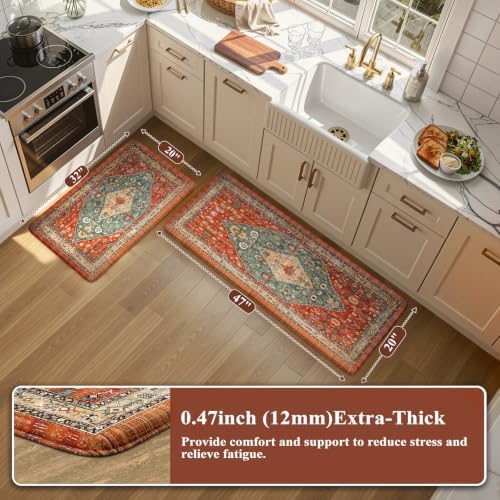 Collive Fall Kitchen Rugs Sets of 2 Cushioned Anti Fatigue, 20"x47"+20"x32" - Image 2