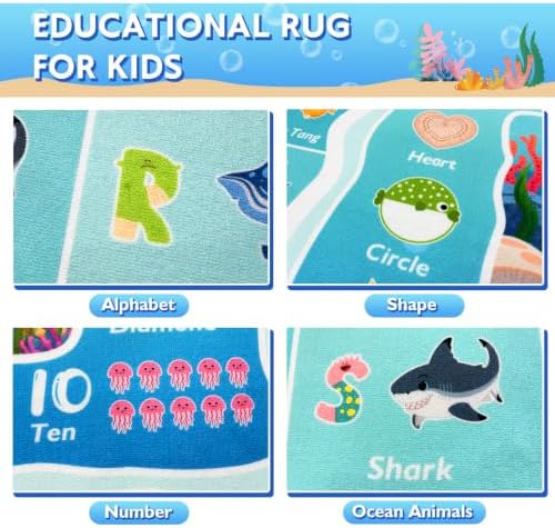 ABC Kids Ocean Rug for Playroom, 8x10 ft Alphabet Classroom Rug - Image 6