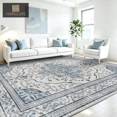 YARNSCAPE 8' x 10' Machine Washable Area Rug, Non-Slip Low-Pile Carpet - Image 2