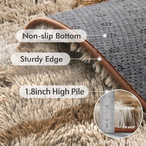 8x10 Ft Extra Large Shag Rugs for Living Room, Tie Dyed Ultra Soft Fluffy Furry Area Rugs for Bedroom Indoor Floor, Aesthetic Carpet for Kids Home Decor (Khaki) - Image 5