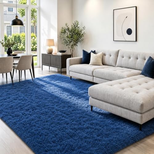 Ophanie 5x7 Blue Rugs for Living Room,Kids Rug,Playroom Navy Area Rugs for Boys Girls Teen Decor,Fluffy Fuzzy Soft Plush Shaggy Bedside Floor Bedroom Carpet for Teen with Over 99 pcs Pile fibers - Image 3