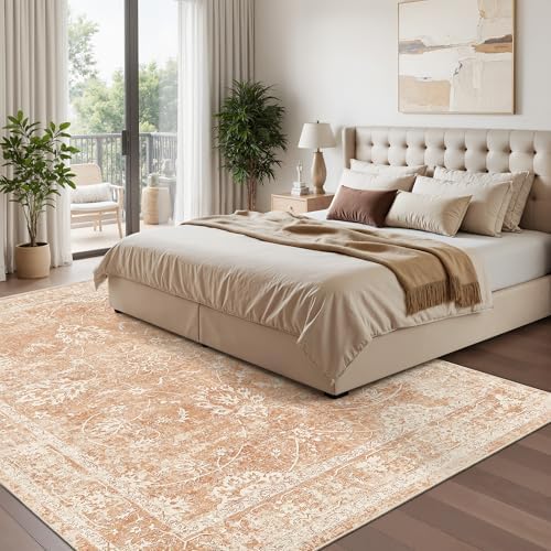 Madane 5x7 Area Rugs for Living Room, Washable Soft Rugs Jasper Orange - Image 2