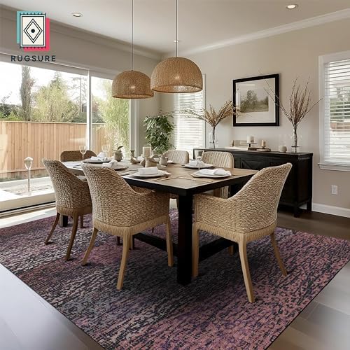 RUGSURE Washable Area Rug - 1/6 Thick - Stain & Water Resistant Non-Slip - Resistant Rug for Living Room, Bedroom, Nursery, Pet & Child Friendly, Vintage Charm Area Rugs (Burgundy, 6' x 9') - Image 4