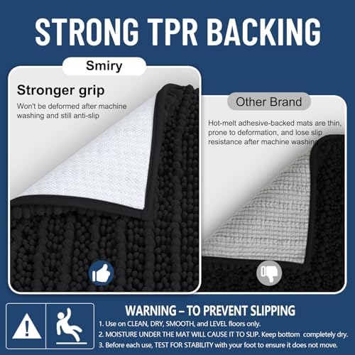Smiry Bathroom Rugs 70X24, Extra Soft Rubber Backing Chenille Bath Mats - Image 3