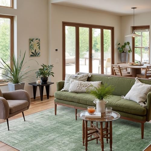 Lahome Green 6x9 Area Rugs Boho Washable Rugs for Living Room, Modern Abstract Rugs for Bedroom, Ombre Non-Slip Throw Dining Room Rug Carpet for Playroom Office Nursery(6'x9',Green) - Image 2