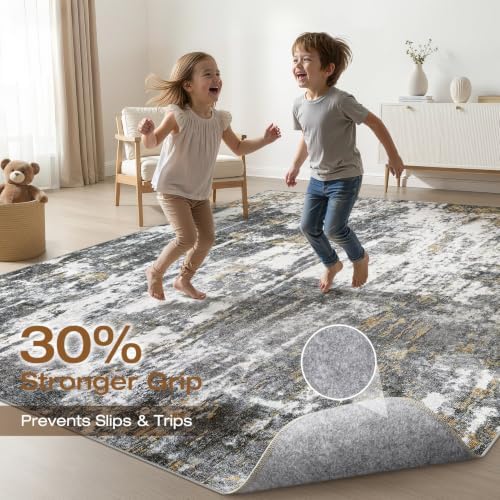 LOONGRUG 8x10 Area Rugs Washable Neutral Modern Living Room Rug Black White - Image 3