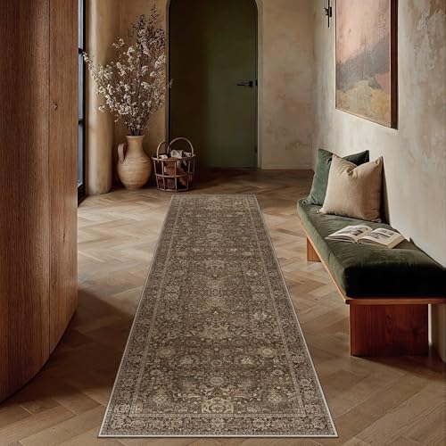 HUGEAR Hallway Runner Rugs 2x7 Brown Vintage Rug by HUGEAR