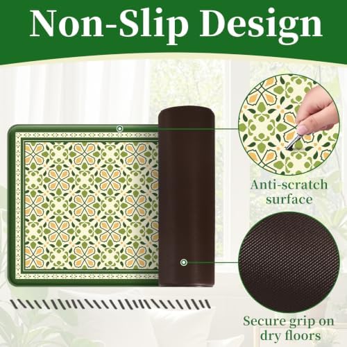 Vintage Floral Anti-Fatigue Kitchen Mats, Non-Slip Cushioned Floor Rug - Image 4