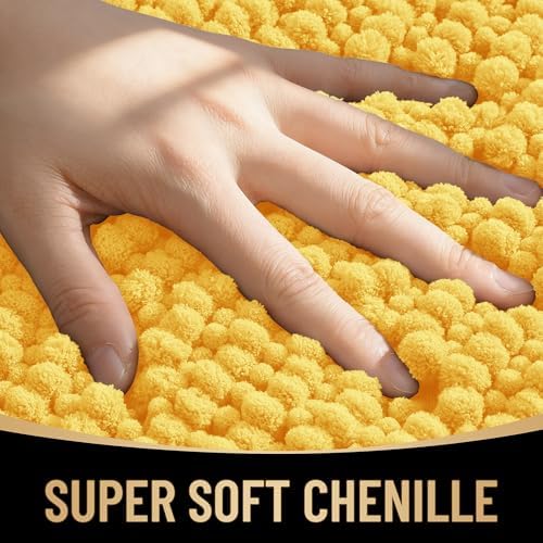 OLANLY Thick Chenille Bathroom Runner Rugs Mats 44x24, Yellow - Image 2