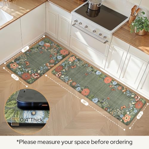 GENIMO Anti Fatigue Kitchen Mats for Floor 2PCS,Standing Rugs,Natural Green - Image 7