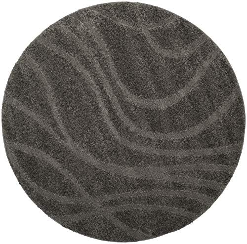 SAFAVIEH Florida Shag Round Rug 5', Soft Plush Modern Grey SG471-8080 - Image 3