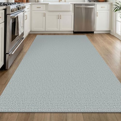 EARTHALL Washable Area Rug, Non Slip Entryway Rug, 4x6 Ft, Turquoise/Gray - Image 6