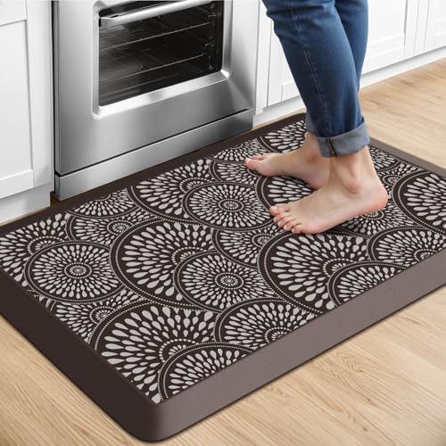 Mattitude 4/5 Inch Kitchen Mat, 17.3x28in Heavy Duty Ergonomic Comfort Foam Standing Desk Mat, Waterproof Non-Slip Standing Mats and Rugs for Kitchen, Office, Chocolate by Mattitude