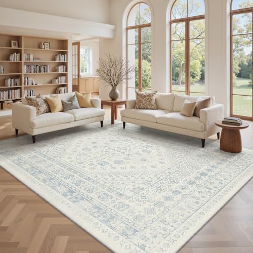 zesthome 8x10 Area Rugs for Living Room,Large Washable Rug,Blue by Zesthome