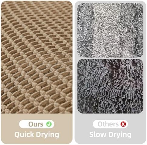 TYUU Waffle Bath Mat, Boho Bathroom Rugs Non Slip Washable Super Absorbent Quick Dry Farmhouse Bathroom Decor, 30"x20" Khaki (Pack of 2) - Image 6
