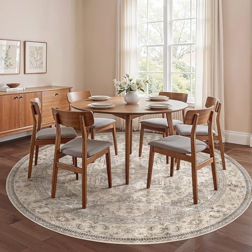 EIEIHOUSE Washable 8ft Round Area Rugs for Living Room Brown/Multi - Image 4