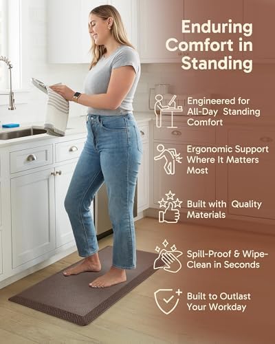 Ophanie Kitchen mats for Floor, 3/4 inch Thick,20x39 Anti Fatigue Cushioned Mat,Kitchen Rugs,Waterproof,Comfort Ergonomic Standing Mat for Office,Home,Sink with 99+ Pairs of Anti-Slip Bottom Ridges - Image 3