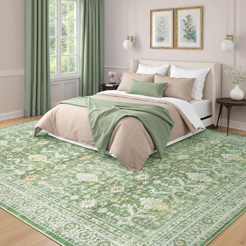 8x10 Area Rugs for Living Room, Washable Large Carpet, Light Green - Image 2