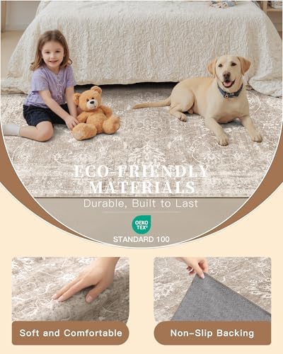 Madane 2x3 Washable Rugs for Entryway, Soft Neutral Throw Rug Brown/Sand - Image 5