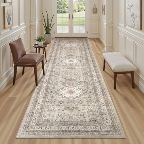 cotiled 3x12 Hallway Runner Rug for Entryway, Non-Slip Vintage, Beige - Image 5