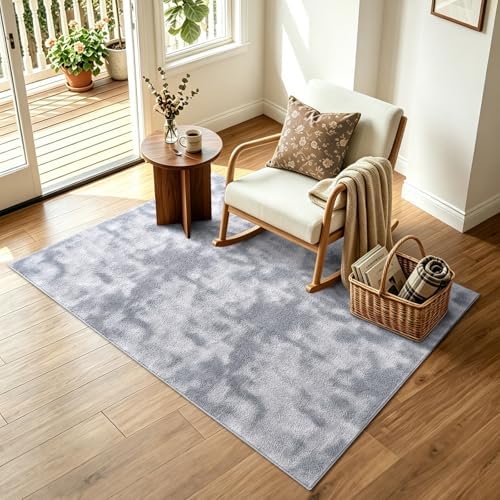 3x5 Tie-dye Light Grey Area Rug Washable Non-Slip Soft for Bedroom Kitchen - Image 3