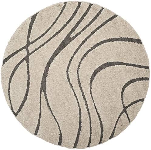 SAFAVIEH Florida Shag Round Rug 11', Soft Plush Cream & Grey SG471-1180 - Image 2