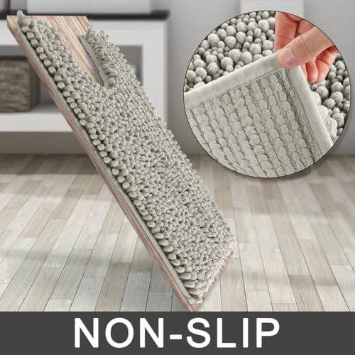 Yimobra Toilet Rug U Shaped Washable 24x20 Inch - Ultra Soft Absorbent Chenille Bath Rugs for Toilet, Quick Dry & Machine Washable, Non Slip Contour Bathroom Mat, Sand - Image 4