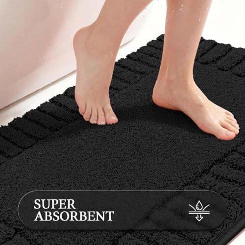 Pauwer Bathroom Rugs Sets 2 Piece, Non Slip Plush Bath Mats, Dark Grey - Image 4