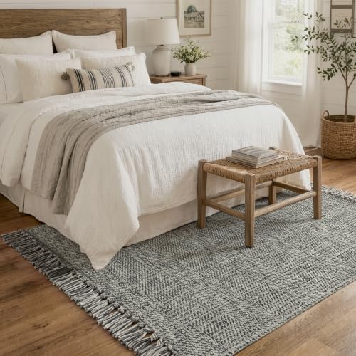 Collive 4' x 6' Bedroom Area Rug, Modern Farmhouse Indoor Outdoor Rugs by Collive