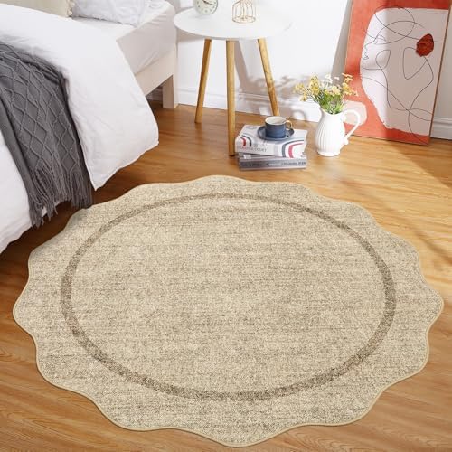 GarveeHome Scalloped Round Washable Rug Soft Modern Round Rugs 5ft Non Slip - Image 7