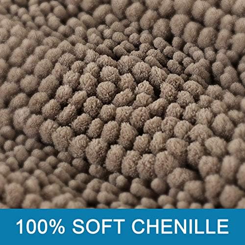 H.VERSAILTEX Bath Mats for Bathroom Non Slip Extra Thick Chenille Striped Bath Rug 24" x 36" Absorbent Non Skid Fluffy Soft Shaggy Rugs Washable Plush Mats for Indoor, Bath Room, Tub - Taupe Brown - Image 3