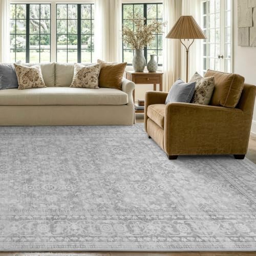 6x9 Ft Large Area Rugs for Living Room, Soft Non-Slip Machine Washable Rug, Vintage Stain Resistant Carpets for Bedroom Nursery Dining Room Home Decor (Grey) - Image 3