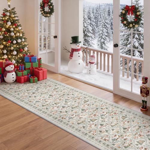 Christmas Runner Rug 2x10, Washable Rugs for Living Room (2'x10', Grey) - Image 4