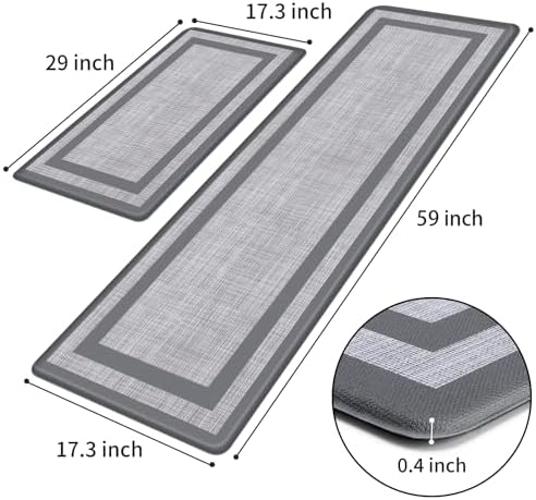 Mattitude Kitchen Mats Set of 2,Cushioned Anti-Fatigue Non-Skid Rug Sets - Image 2