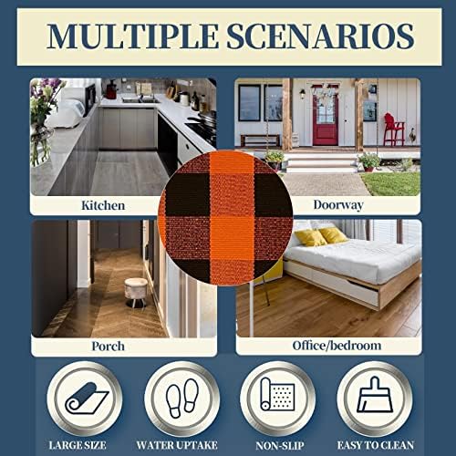 SEEKSEE Halloween Decor Buffalo Plaid Outdoor Rug 3' x 5' Orange and Black Front Door Mat, Layering Rug for Porch, Halloween Doormat, Front Porch Rug for Outdoor Entrance Entryway Patio Porch Decor - Image 7