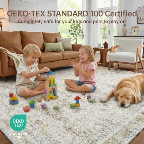 Sasttie 6x9 Area Rugs, Ultra-Soft Washable Rug for Living Room, Beige - Image 4
