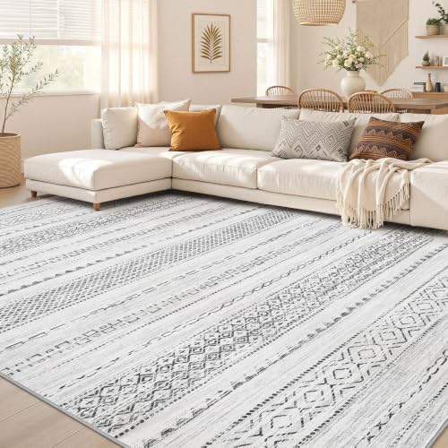 Nakagishi Boho 10x12 Area Rug Living Room Rugs Machine Washable Gray by NakagishiAreaRug