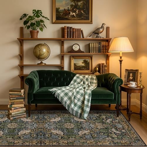 Floral Kitchen Runners - 2x7 Long Runner Rug for Hallway Bathroom Laundry Room Bedroom Beside Bed Entryway, Boho Birds Leaves Patterned Non Slip Low Pile Washable Rugs by HazoHaus