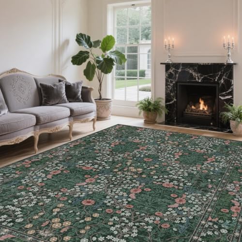 8x10 Washable Area Rugs for Living Room Soft Carpet (Green) - Image 3